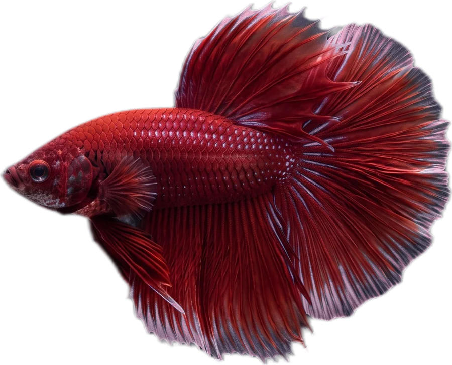 Ilustração de um betta halfmoon vermelho
